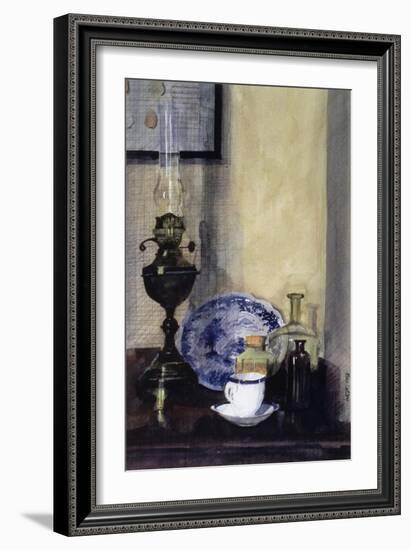 Lamp and Bottles-John Lidzey-Framed Giclee Print