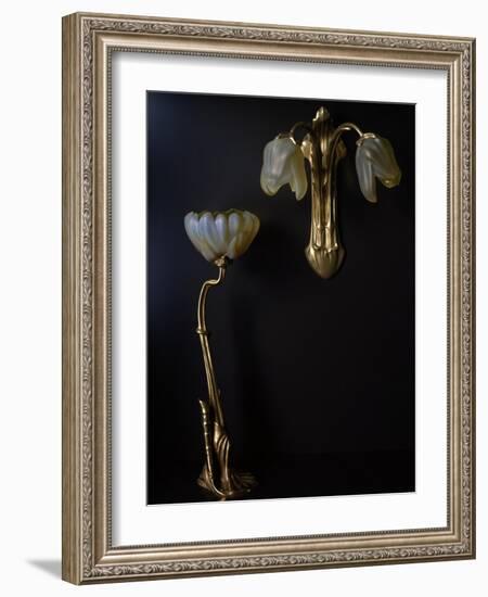 Lamp and Wall Light in Gilded Bronze and Glass in Shape of Lilies-Louis Majorelle-Framed Giclee Print