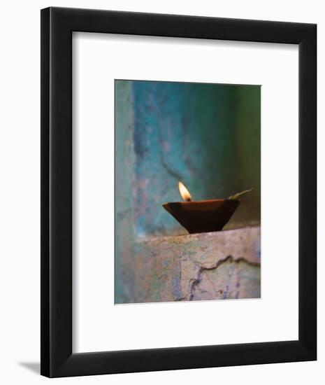 Lamp in a Little Shrine Outside Traditional House, Varanasi, India-Keren Su-Framed Photographic Print