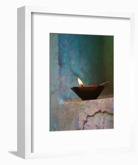 Lamp in a Little Shrine Outside Traditional House, Varanasi, India-Keren Su-Framed Photographic Print