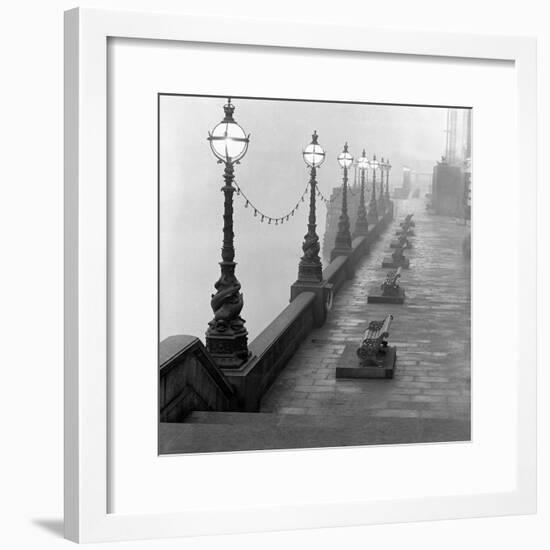 Lamp Posts and Benches by the River Thames-John Gay-Framed Giclee Print