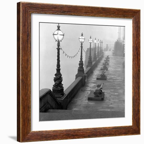 Lamp Posts and Benches by the River Thames-John Gay-Framed Giclee Print