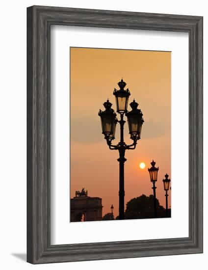 Lamp Posts at Sunset, Paris, France-Russ Bishop-Framed Photographic Print