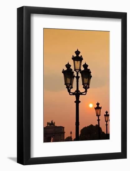 Lamp Posts at Sunset, Paris, France-Russ Bishop-Framed Photographic Print