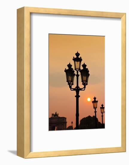 Lamp Posts at Sunset, Paris, France-Russ Bishop-Framed Photographic Print