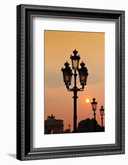 Lamp Posts at Sunset, Paris, France-Russ Bishop-Framed Photographic Print