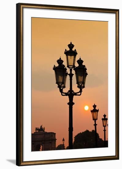 Lamp Posts at Sunset, Paris, France-Russ Bishop-Framed Photographic Print