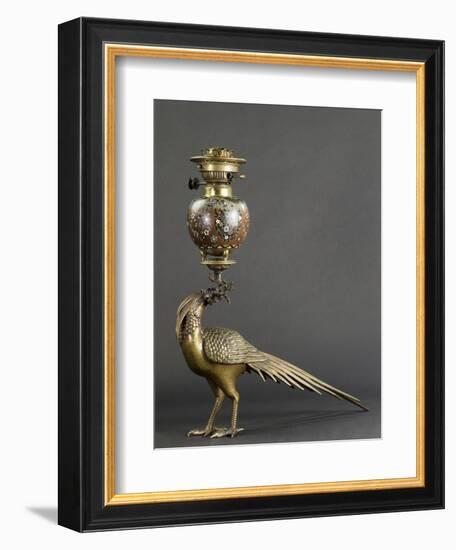 Lampe à pétrole soutenue par un faisan--Framed Giclee Print