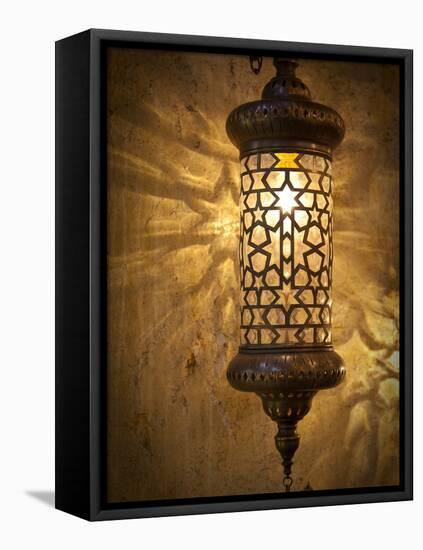 Lamps and Lanterns in Shop in the Grand Bazaar, Istanbul, Turkey-Jon Arnold-Framed Premier Image Canvas
