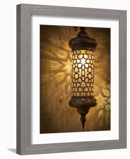 Lamps and Lanterns in Shop in the Grand Bazaar, Istanbul, Turkey-Jon Arnold-Framed Photographic Print