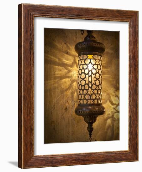 Lamps and Lanterns in Shop in the Grand Bazaar, Istanbul, Turkey-Jon Arnold-Framed Photographic Print