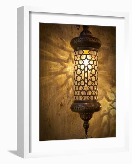 Lamps and Lanterns in Shop in the Grand Bazaar, Istanbul, Turkey-Jon Arnold-Framed Photographic Print