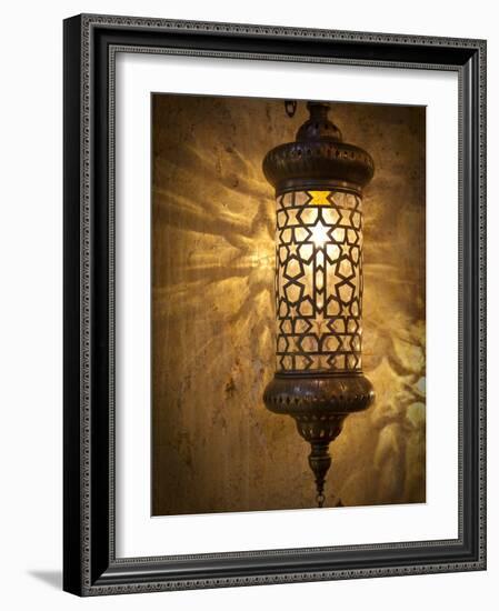 Lamps and Lanterns in Shop in the Grand Bazaar, Istanbul, Turkey-Jon Arnold-Framed Photographic Print