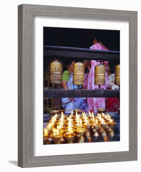 Lamps and Prayer Wheels, Gold Temple, Patan, Kathmandu Valley, Nepal, Asia-Bruno Morandi-Framed Photographic Print