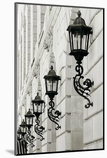 Lamps on Side of Building-Christian Peacock-Mounted Art Print