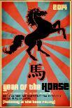 Year Of The Horse Poster - Chinese Zodiac Card With The Rearing Horse And Chinese Character Fo-LanaN.-Art Print