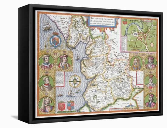 Lancashire in 1610, from John Speed's 'Theatre of the Empire of Great Britaine', First Edition-John Speed-Framed Premier Image Canvas