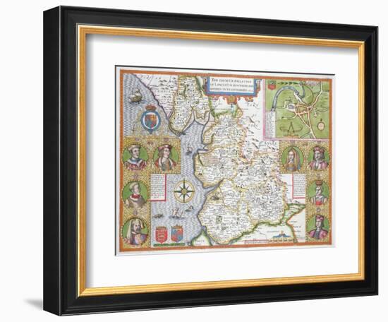 Lancashire in 1610, from John Speed's 'Theatre of the Empire of Great Britaine', First Edition-John Speed-Framed Giclee Print