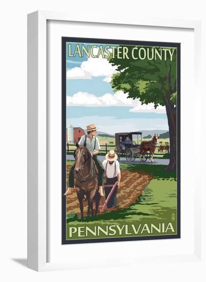 Lancaster County, Pennsylvania - Amish Farm Scene-Lantern Press-Framed Art Print