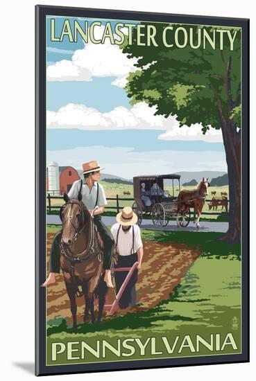 Lancaster County, Pennsylvania - Amish Farm Scene-Lantern Press-Mounted Art Print