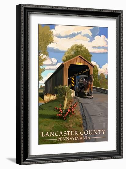 Lancaster County, Pennsylvania - Covered Bridge-Lantern Press-Framed Art Print
