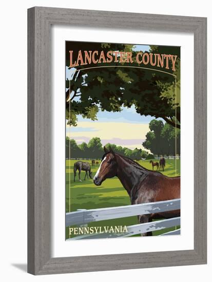 Lancaster County, Pennsylvania - Horse Pasture-Lantern Press-Framed Art Print