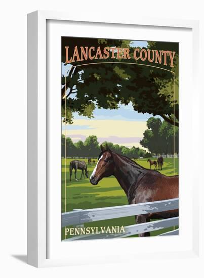 Lancaster County, Pennsylvania - Horse Pasture-Lantern Press-Framed Art Print