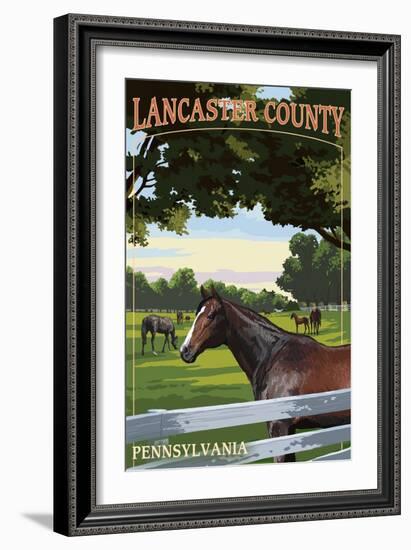 Lancaster County, Pennsylvania - Horse Pasture-Lantern Press-Framed Art Print