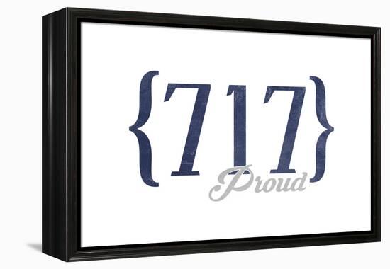 Lancaster, Pennsylvania - 717 Area Code (Blue)-Lantern Press-Framed Stretched Canvas