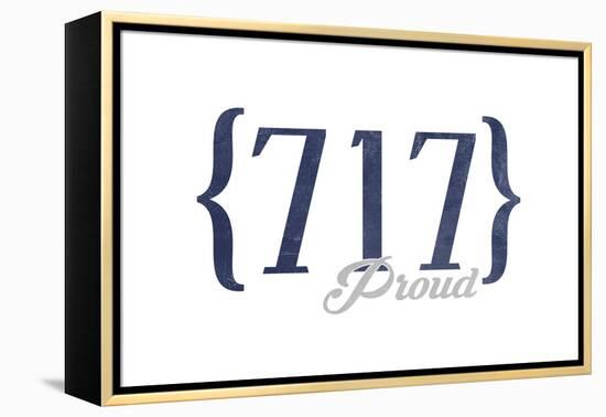 Lancaster, Pennsylvania - 717 Area Code (Blue)-Lantern Press-Framed Stretched Canvas