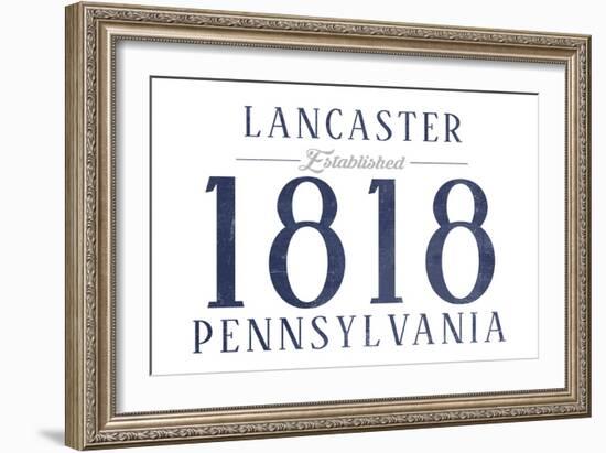 Lancaster, Pennsylvania - Established Date (Blue)-Lantern Press-Framed Art Print