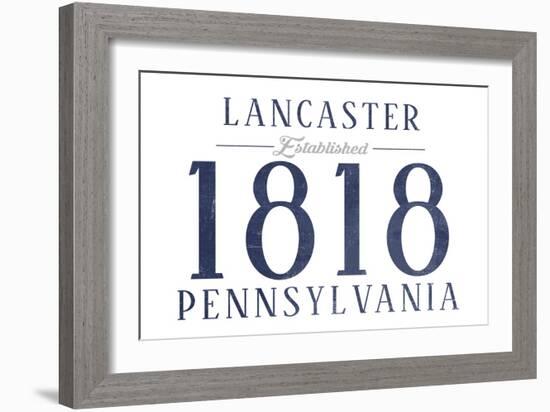 Lancaster, Pennsylvania - Established Date (Blue)-Lantern Press-Framed Art Print