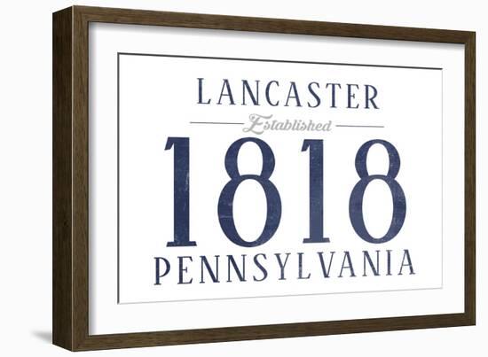 Lancaster, Pennsylvania - Established Date (Blue)-Lantern Press-Framed Art Print