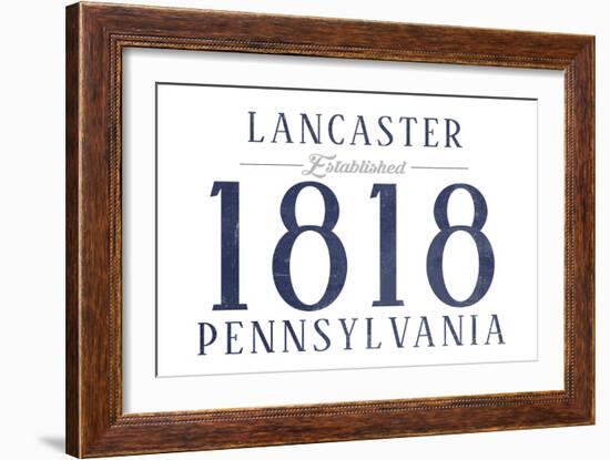 Lancaster, Pennsylvania - Established Date (Blue)-Lantern Press-Framed Art Print
