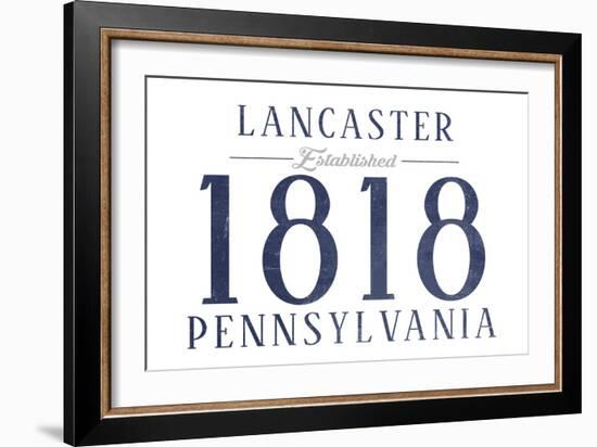 Lancaster, Pennsylvania - Established Date (Blue)-Lantern Press-Framed Art Print