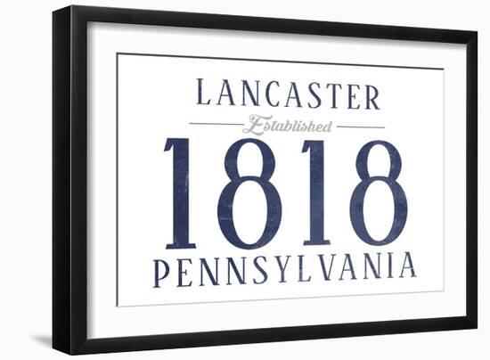 Lancaster, Pennsylvania - Established Date (Blue)-Lantern Press-Framed Art Print