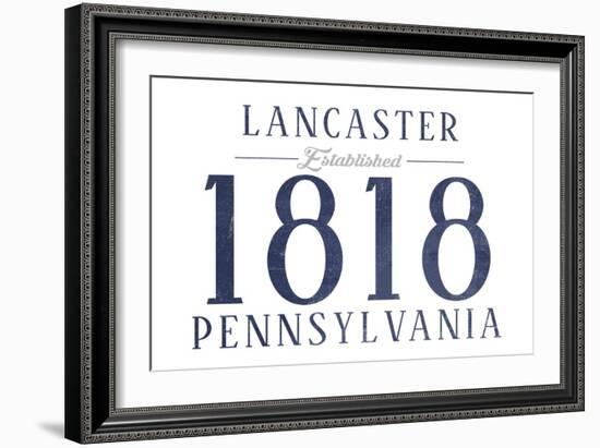 Lancaster, Pennsylvania - Established Date (Blue)-Lantern Press-Framed Art Print