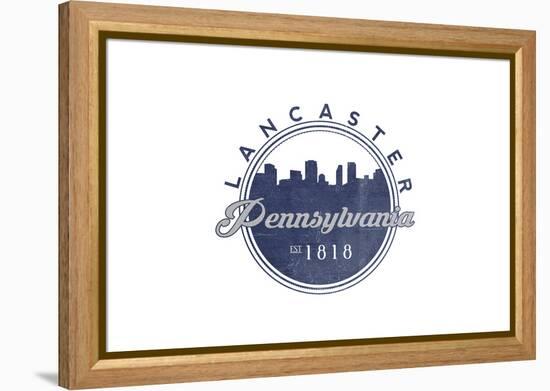 Lancaster, Pennsylvania - Skyline Seal (Blue)-Lantern Press-Framed Stretched Canvas