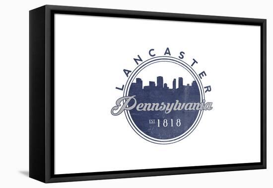 Lancaster, Pennsylvania - Skyline Seal (Blue)-Lantern Press-Framed Stretched Canvas