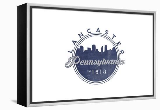 Lancaster, Pennsylvania - Skyline Seal (Blue)-Lantern Press-Framed Stretched Canvas