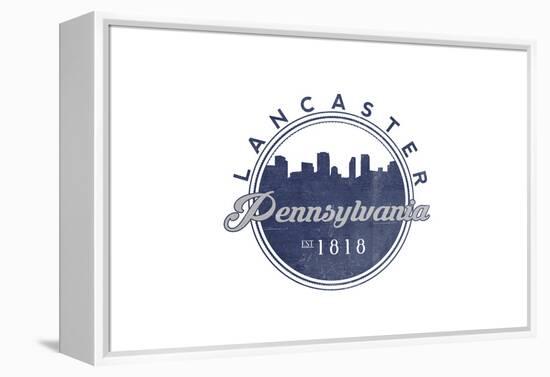 Lancaster, Pennsylvania - Skyline Seal (Blue)-Lantern Press-Framed Stretched Canvas