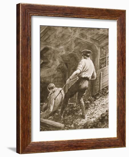 Lance-Corporal Clapson Dragging an Officer, Who Had Been Gassed, Out of a Mine (Litho)-Alfred Pearse-Framed Giclee Print