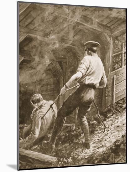 Lance-Corporal Clapson Dragging an Officer, Who Had Been Gassed, Out of a Mine (Litho)-Alfred Pearse-Mounted Giclee Print