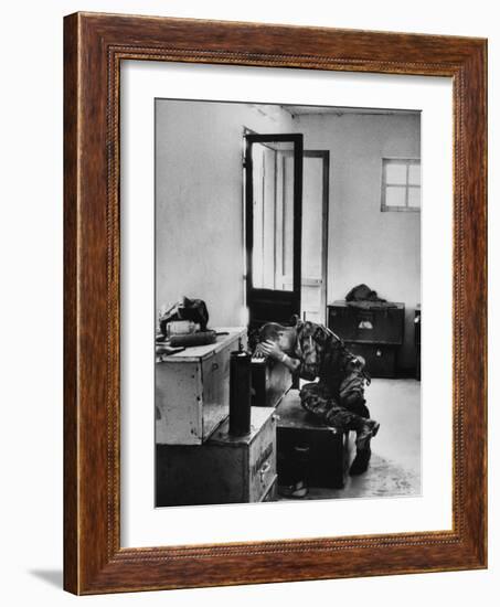 Lance Corporal James Farley in Tears at Death of Lt. James Magel After Confrontation with Viet Cong-Larry Burrows-Framed Photographic Print