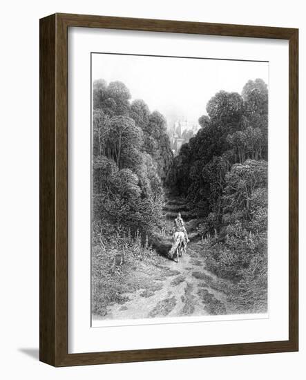 Lancelot Approaches Castle at Astolat, Illustration from 'Idylls of King' by Alfred Tennyson-Gustave Doré-Framed Giclee Print