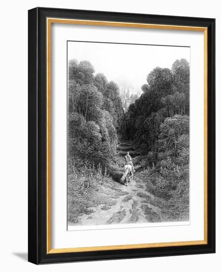 Lancelot Approaches Castle at Astolat, Illustration from 'Idylls of King' by Alfred Tennyson-Gustave Doré-Framed Giclee Print