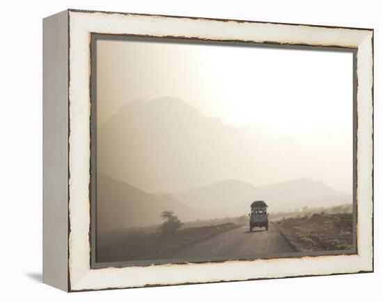 Land Cruiser Driving Along Dusty Road, Between Zagora and Tata, Morocco, North Africa, Africa-Jane Sweeney-Framed Premier Image Canvas