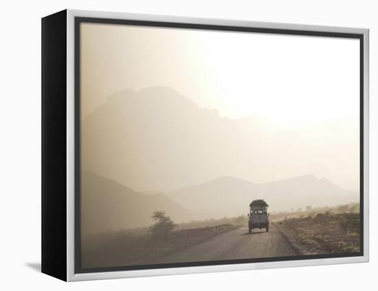 Land Cruiser Driving Along Dusty Road, Between Zagora and Tata, Morocco, North Africa, Africa-Jane Sweeney-Framed Premier Image Canvas