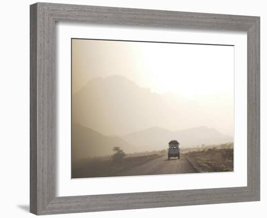 Land Cruiser Driving Along Dusty Road, Between Zagora and Tata, Morocco, North Africa, Africa-Jane Sweeney-Framed Photographic Print