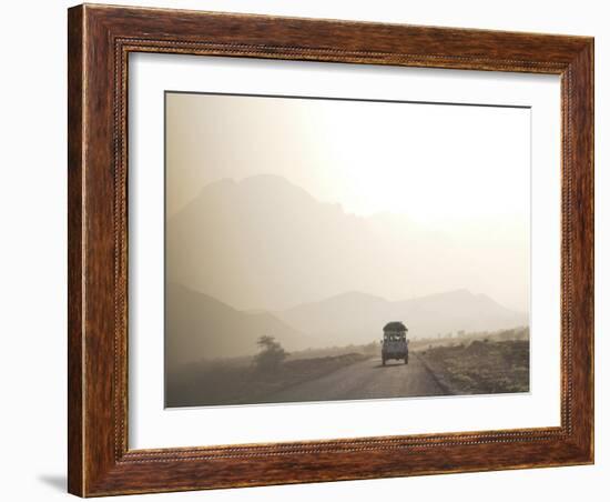 Land Cruiser Driving Along Dusty Road, Between Zagora and Tata, Morocco, North Africa, Africa-Jane Sweeney-Framed Photographic Print